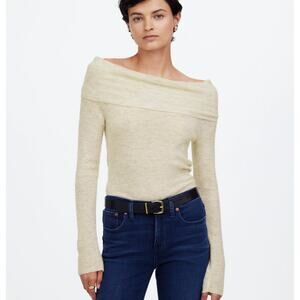 Madewell Women's Alpaca-Blend Off-Shoulder Slim Fit Sweater Size XXS New
